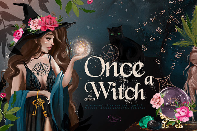 Once a Witch Oil Paint Clipart