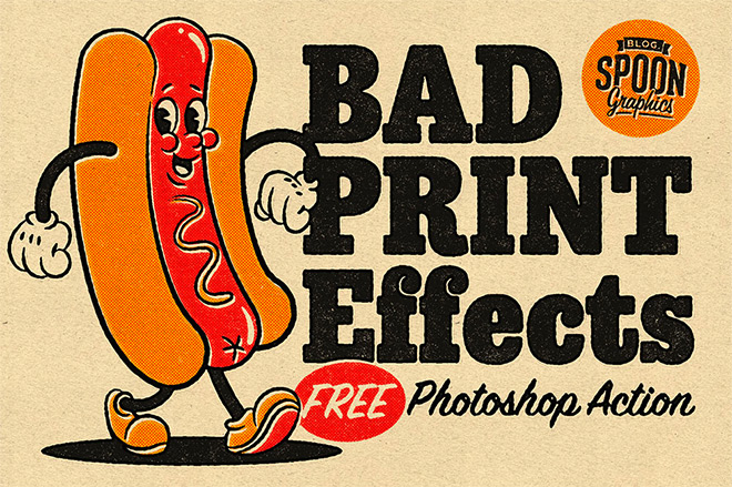 Download my FREE Bad Print Effects Photoshop Action