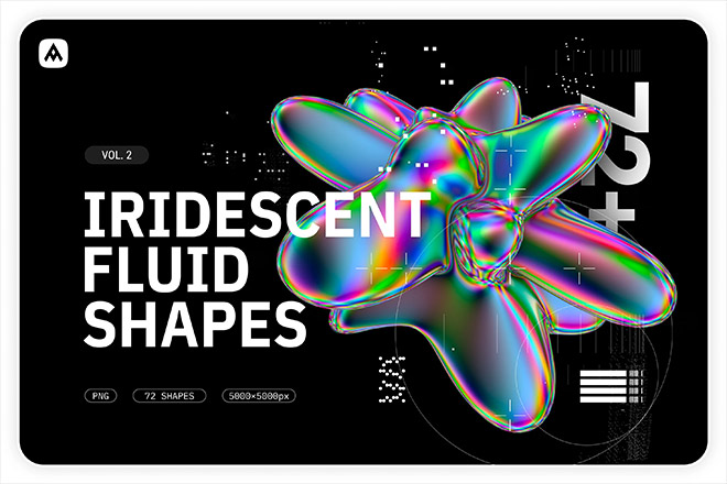 Iridescent Fluid 3D Shapes Collection