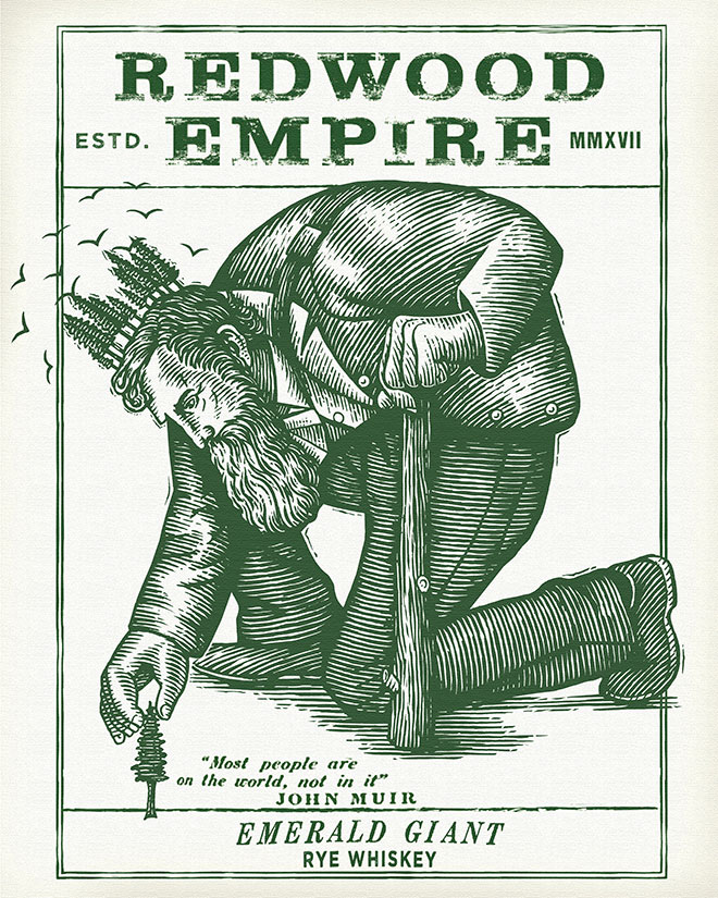 Redwood Empire Whiskey Label by Steven Noble