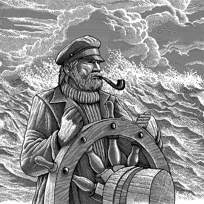 Engraving Art Captain by Vadim Briksin