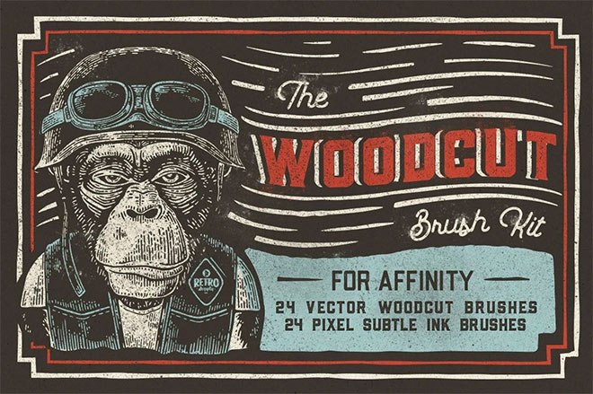 The Woodcut Brush Kit for Affinity ($19)