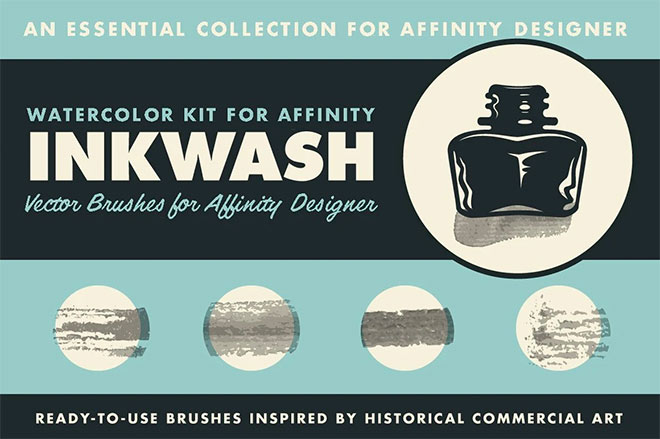 Inkwash Ink & Water Brushes for Affinity Designer ($19)