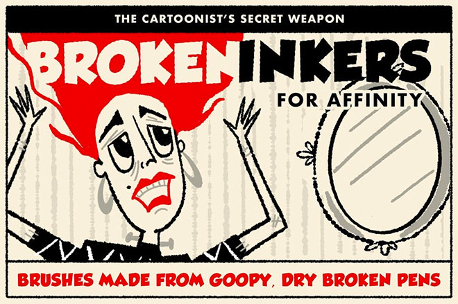 Broken Inkers Brush Set for Affinity ($12)