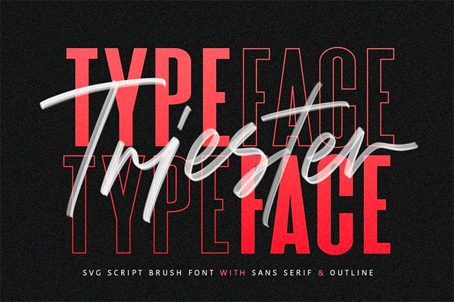 Triester SVG Brush Font by Maulana Creative